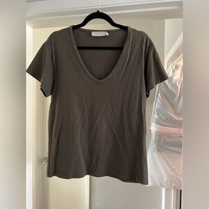 So Elly Women's V-Neck T-Shirt in Olive Green